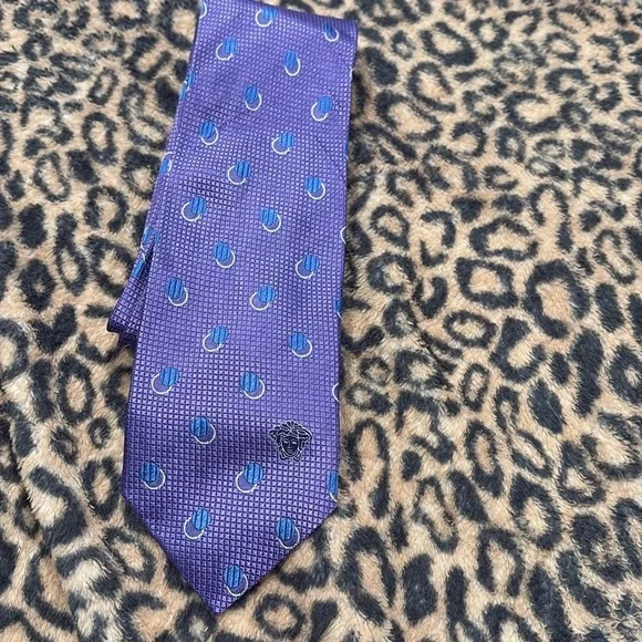 Versace Purple Patterned Silk Necktie Tie